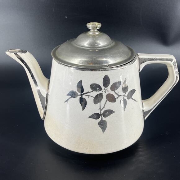 Buffalo Pottery Royal Rochester Vitrified Hand Painted Teapot Antique Insert - Picture 10 of 16
